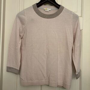 Boden Pink Sweater with Rose Gold Sparkly Trim (3/4 Sleeve Length)